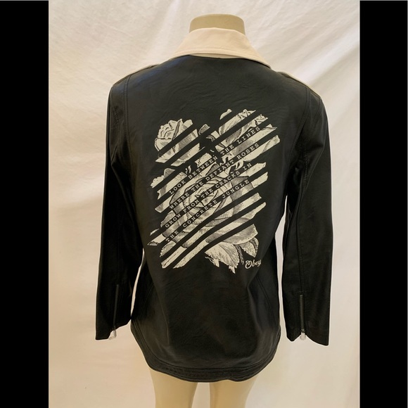 NWT Obey Size Large Black Defiant Rose Motto Jacket - Picture 6 of 11